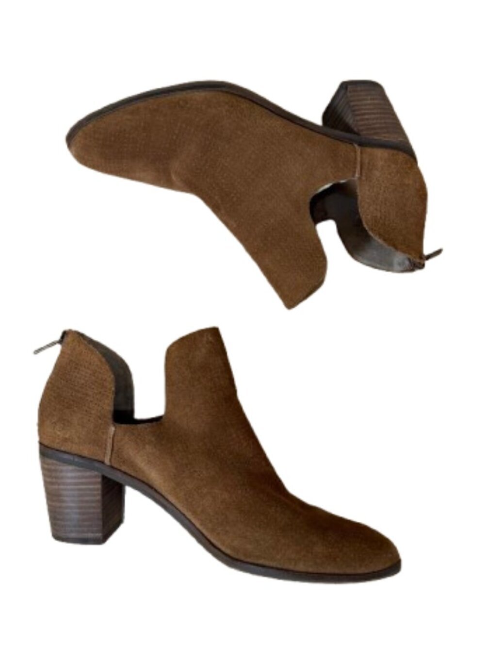 LUCKY BRAND Brown Suede Cut Out Shooties Ankle Booties Boots Size 9.5